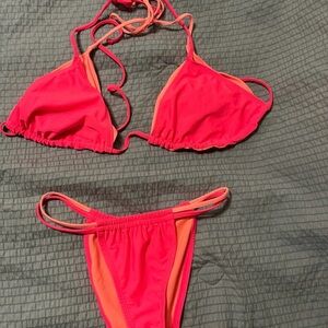 Vibrant Pink and Orange Bikini Set